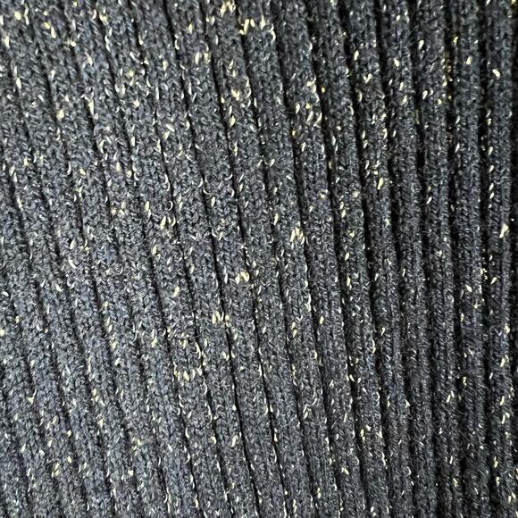 Zara Knitwear Winter Blue Gold Ribbed Long Sleeve Button Up Cardigan Size 10 - Picture 5 of 8